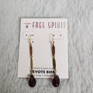 NEW Peyote Bird Free Spirit Gold Copper Silver Purple Crystal Dangle Earrings